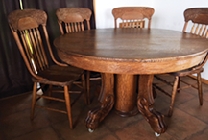 Oak brown claw foot table  Oak brown claw foot table 48  with three, 12  leafs and 4 chairs included $500 !! SOLD !! _______________________